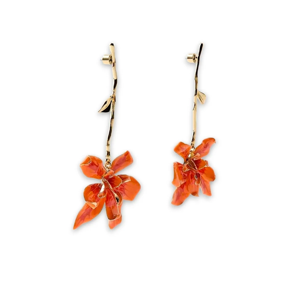 ZARA Stem Flower Earrings - Picture 3 of 15